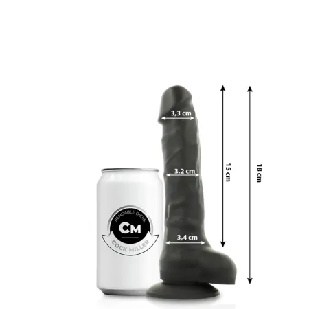 COCK MILLER - DILDO REALISTIC SILICONE DENSITY ARTICULABLE BLACK 18 CM