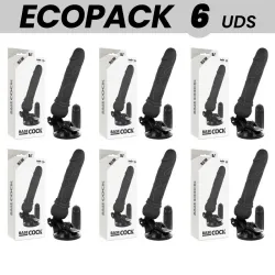 ECOPACK 6 UNITS - BASECOCK REALISTIC VIBRATOR REMOTE CONTROL BLACK 19.5 CM -O- 4 CM