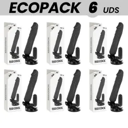 ECOPACK 6 UNITS - BASECOCK REALISTIC VIBRATOR REMOTE CONTROL BLACK 20 CM -O- 4 CM