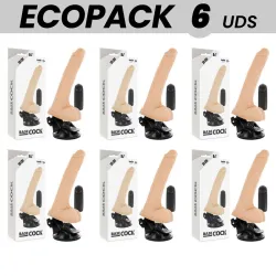 ECOPACK 6 UNITS - BASECOCK REALISTIC NATURAL REMOTE CONTROL VIBRATOR WITH TESTICLES 20 CM -O- 4 CM