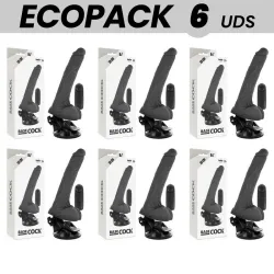 ECOPACK 6 UNITS - BASECOCK REALISTIC BLACK REMOTE CONTROL VIBRATOR WITH TESTICLES 20 CM -O- 4 CM
