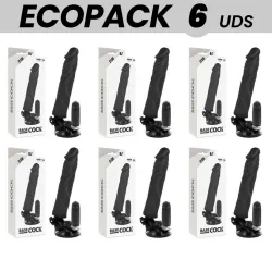 ECOPACK 6 UNITS - BASECOCK REALISTIC VIBRATOR REMOTE CONTROL BLACK 21 CM -O- 4 CM