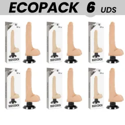 ECOPACK 6 UNITS - BASECOCK REALISTIC VIBRATOR 2-1 FLESH 18.5 CM -O- 4 CM