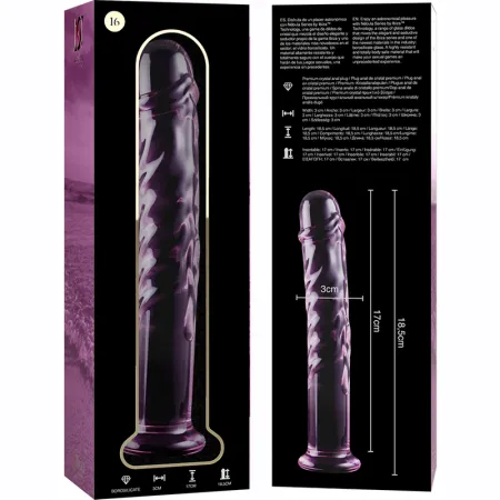 NEBULA SERIES BY IBIZA - MODEL 16 DILDO BOROSILICATE GLASS PINK 18.5 CM -O- 3 CM