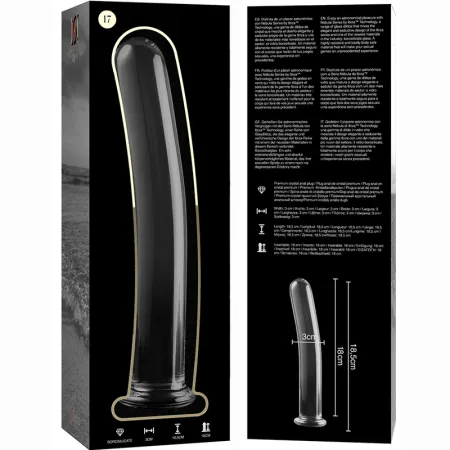 NEBULA SERIES BY IBIZA - MODEL 17 DILDO BOROSILICATE GLASS CLEAR 18.5 CM -O- 3 CM