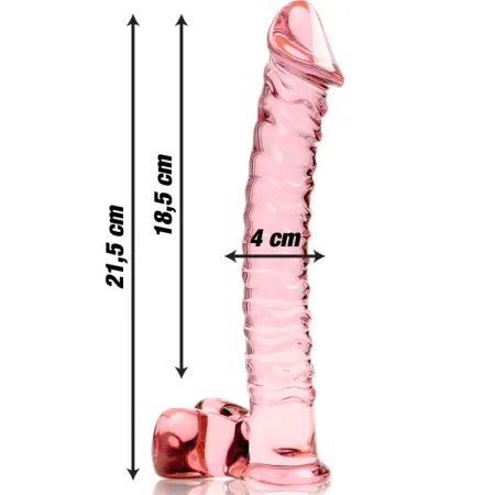 NEBULA SERIES BY IBIZA - MODEL 23 DILDO BOROSILICATE GLASS PINK 21.5 CM -O- 4 CM