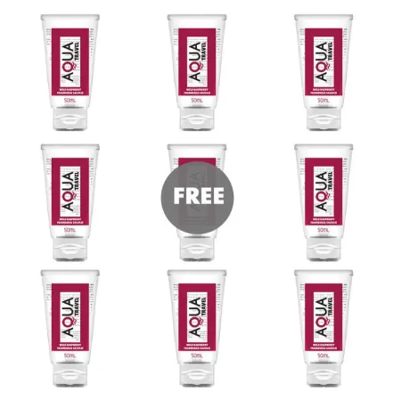 AQUA TRAVEL - WILD RASPBERRY FLAVOUR WATERBASED LUBRICANT - 50 ML 8+1 FREE