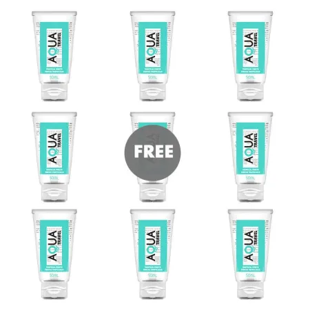 AQUA TRAVEL - TROPICAL FRUITS FLAVOUR WATERBASED LUBRICANT - 50 ML 8+1 FREE