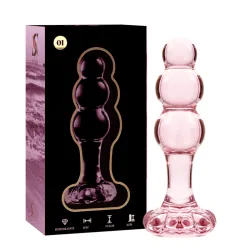 NEBULA SERIES BY IBIZA - MODEL 1 ANAL PLUG BOROSILICATE GLASS PINK 10.5 CM -O- 3 CM