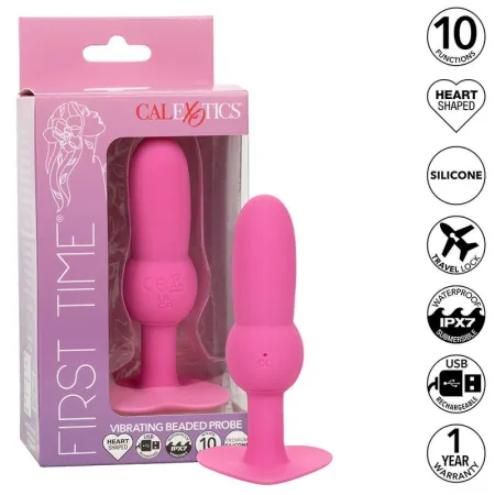 CALEXOTICS - FIRST TIME ANAL PLUG BEADED PROBE 10 VIBRATIONS PINK