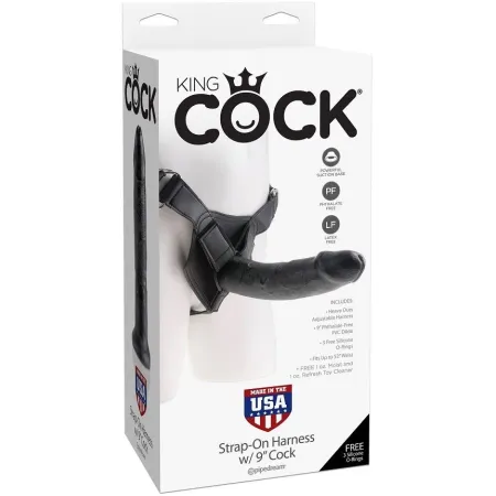KING COCK - HARNESS WITH BLACK REALISTIC PENIS 22.9 CM
