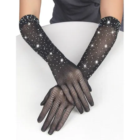 SUBBLIME - 957469SHINE TRANSPARENT GLOVES BLACK S/M