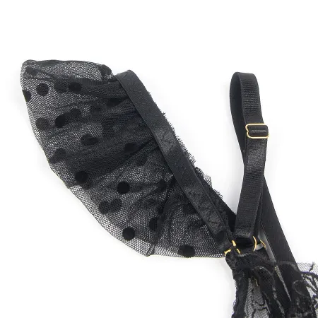 SUBBLIME - 957483 LACE BRA AND GARTER SET BLACK S/M