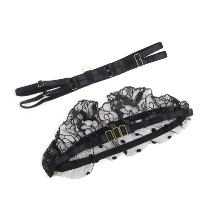 SUBBLIME - 957483 LACE BRA AND GARTER SET BLACK S/M