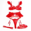 SUBBLIME - 957506 LACE BRA AND GARTER SET RED S/M
