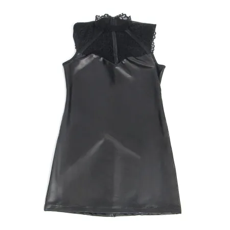 SUBBLIME - 957544 LACE COLLAR LEATHER DRESS BLACK S/M