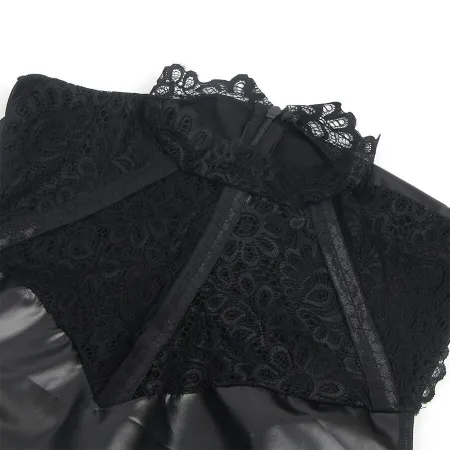 SUBBLIME - 957551 LACE COLLAR LEATHER DRESS BLACK L/XL