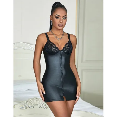 SUBBLIME - 957568 LEATHER ZIP DRESS BLACK S/M