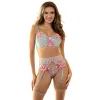 SUBBLIME - 957643 FLOWER EMBROIDERED BRA AND GARTER BELT SET PINK S/M