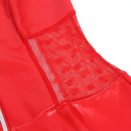 SUBBLIME - 957728 LACE ZIPPER LEATHER DRESS RED S/M