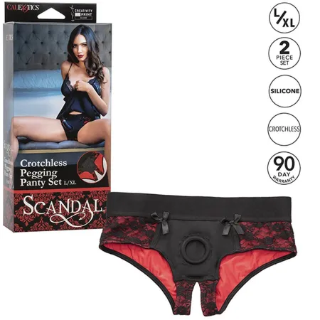 CALEXOTICS - SCANDAL SET OF CROTCHLESS PANTIES WITH DILDO SIZE L/XL