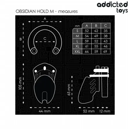 ADDICTED TOYS LOCKED - OBSIDIAN HOLD PENIS CAGE SIZE M