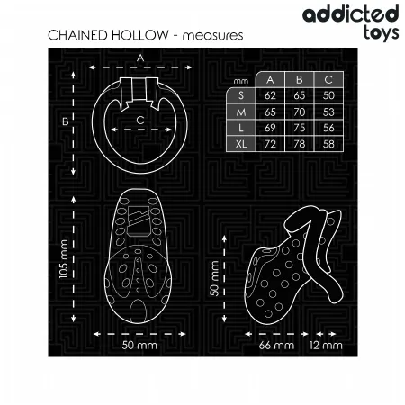 ADDICTED TOYS LOCKED - CHAINED HOLLOW PENIS CAGE 10.5 CM