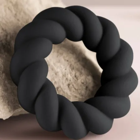 ROCKS-OFF - TWIST BLACK SILICONE MASTURBATOR RING