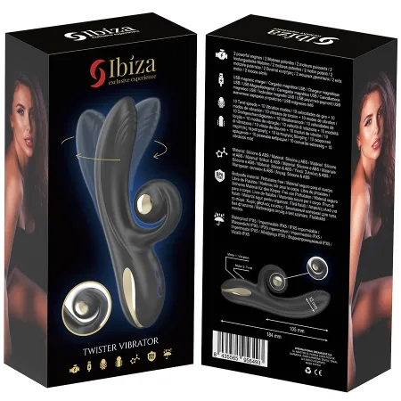 IBIZA - TWISTER VIBRATOR WITH CURVE STIMULATOR AND VIBRO-ROTATION