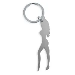 DIABLO PICANTE - KEYRING WITH FEMALE SILHOUETTE IN SILVER COLOR WITH BEER OPENER