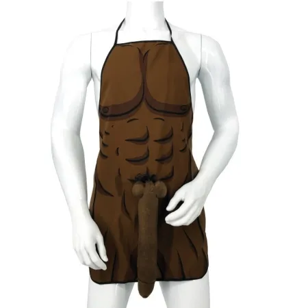 DIABLO PICANTE - MUSCULAR APRON WITH 3D PENIS IN BROWN TONE