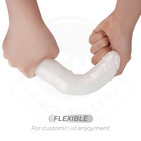 COCK MILLER - DILDO WITH SUCTION CUP, LIGHTS AND VIBRATION WITH REMOTE CONTROL WHITE 19.5 CM
