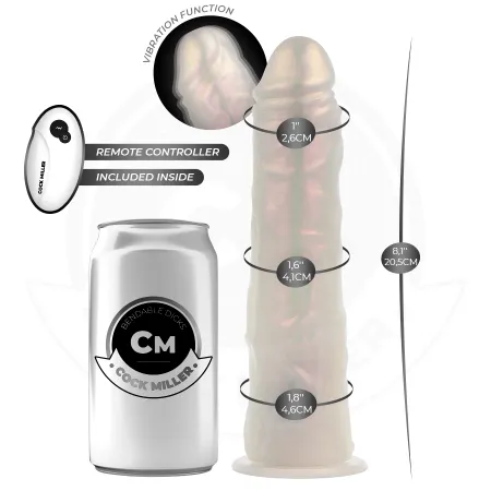 COCK MILLER - DILDO WITH SUCTION CUP, LIGHTS AND VIBRATION WITH REMOTE CONTROL WHITE 20.5 CM