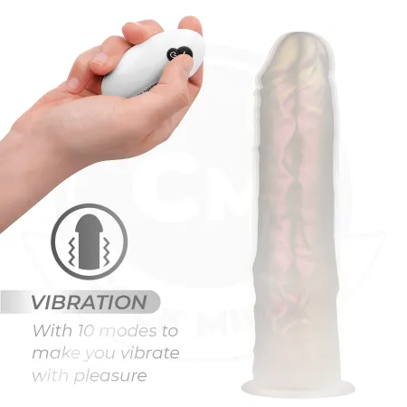 COCK MILLER - DILDO WITH SUCTION CUP, LIGHTS AND VIBRATION WITH REMOTE CONTROL WHITE 20.5 CM