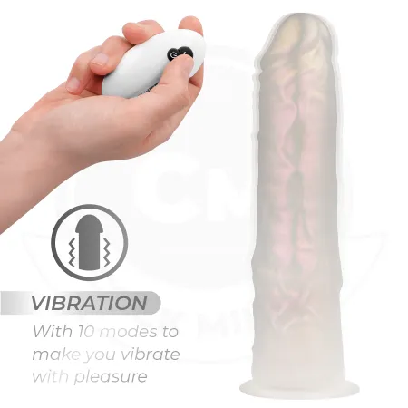 COCK MILLER - DILDO WITH SUCTION CUP, LIGHTS AND VIBRATION WITH REMOTE CONTROL WHITE 21.5 CM