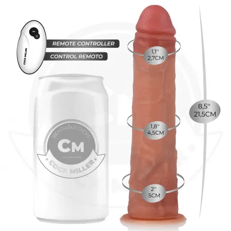 COCK MILLER - REALISTIC DILDO WITH SUCTION CUP AND REMOTE CONTROL VIBRATION 19.5 CM