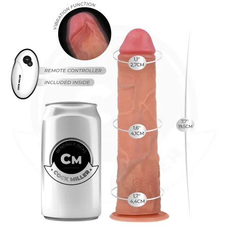 COCK MILLER - REALISTIC DILDO WITH SUCTION CUP AND REMOTE CONTROL VIBRATION 19.5 CM