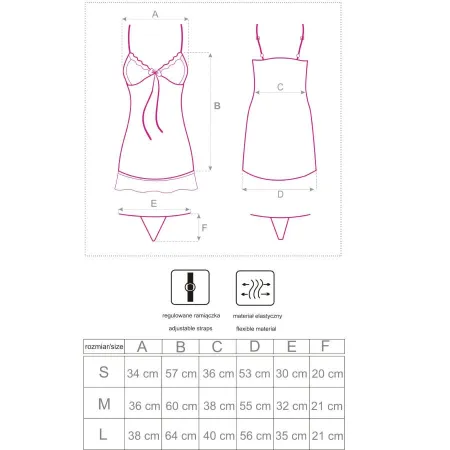 LIVCO CORSETTI FASHION - HYEONA 1710 BABYDOLL + THONG ROSE L