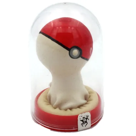 CONDOMERIE - HANDPAINTED NOVELTY CONDOMS POKEBALL RED-WHITE
