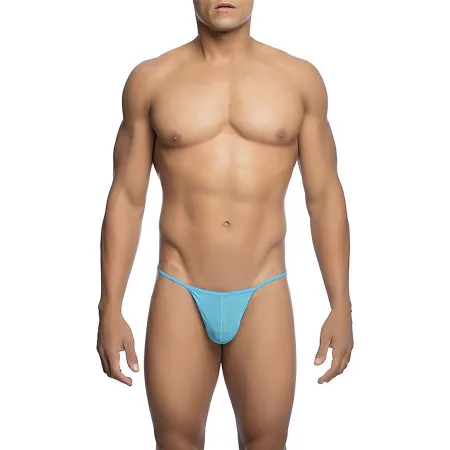 MOB - TRANSPARENT T-SHAPED THONG AQUA SIZE S/M