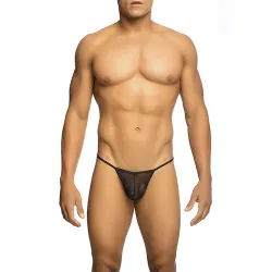 MOB - TRANSPARENT T-SHAPED THONG BLACK SIZE S/M