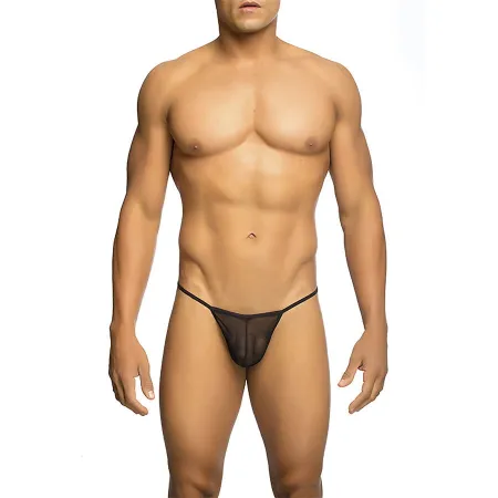 MOB - TRANSPARENT T-SHAPED THONG BLACK SIZE S/M
