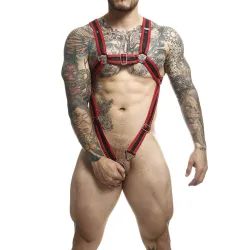MOB - DNGEON RED CROSSED PENIS HARNESS ONE SIZE