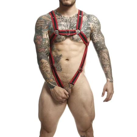 MOB - DNGEON RED CROSSED PENIS HARNESS ONE SIZE