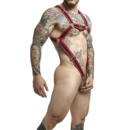 MOB - DNGEON RED CROSSED PENIS HARNESS ONE SIZE