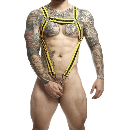 MOB - DNGEON YELLOW CROSSED PENIS HARNESS ONE SIZE