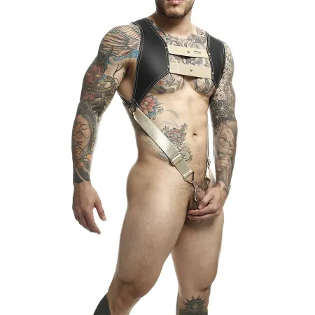 MOB - DNGEON HARNESS WITH GOLDEN PENIS RING ONE SIZE