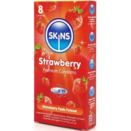 SKINS - STRAWBERRY PREMIUM CONDOMS PACK 8