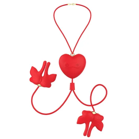ARMONY - MAGNETIC NIPPLE CLAMPS WITH VIBRATION BUTTERFLY SHAPE RED