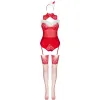 LIVCO CORSETTI FASHION - LIMPID SNOWFLAKES LC 90604 BODY + STOCKINGS + CHRISTMAS HEADBAND S/M